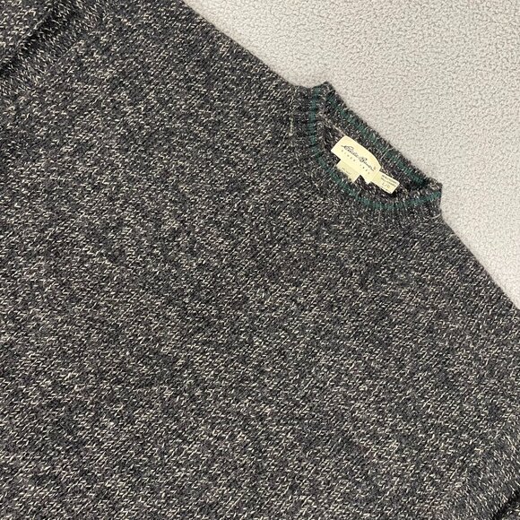 VTG Eddie Bauer Sweater Men LT Gray Wool Marled 90s Hong Kong Pullover Crewneck - Picture 1 of 7